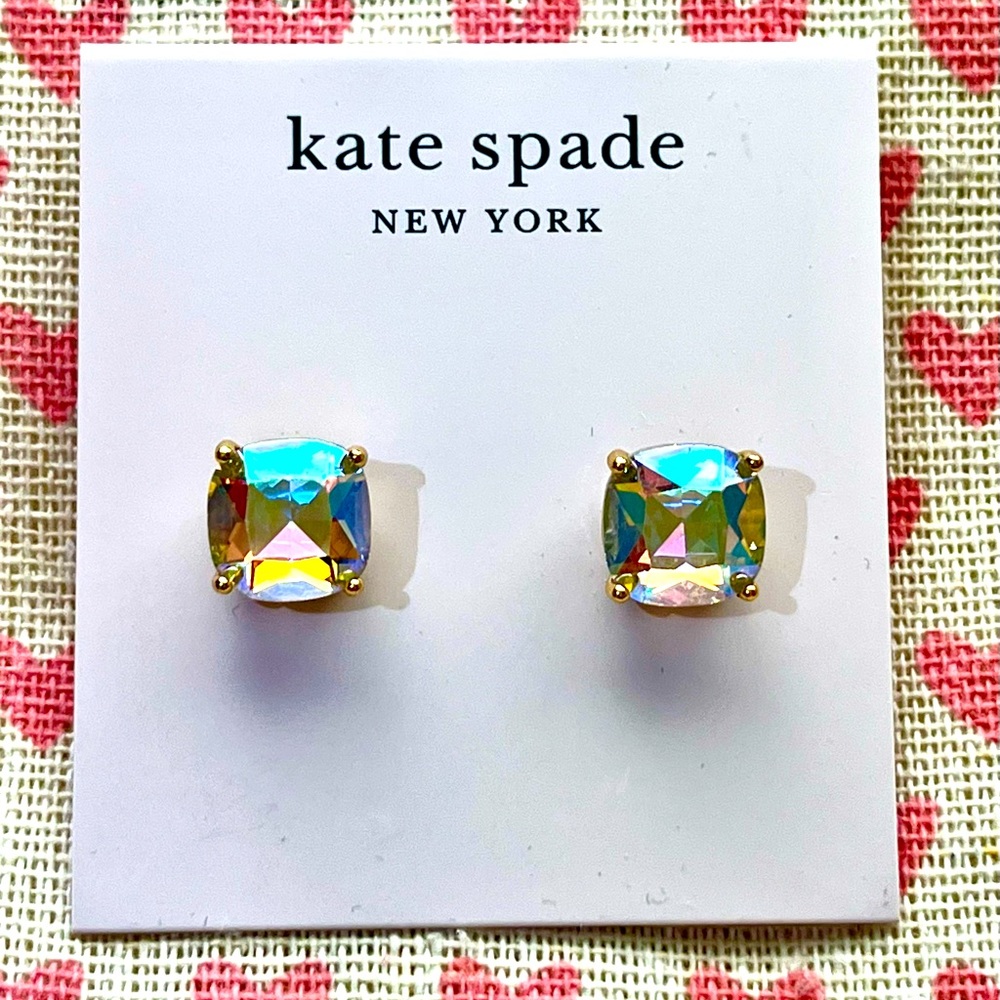 kate spade ♠️ Iridescent Square Earrings with Golden Setting - Picture 2 of 11